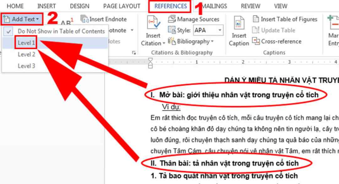 Cách làm mục lục trong word đơn giản bằng Add Text