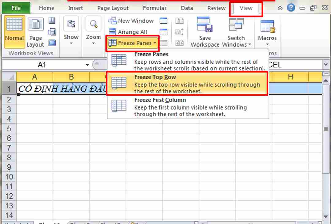 Cố định cột trong bảng tính  Excel giup tối ưu hoá thời gian 