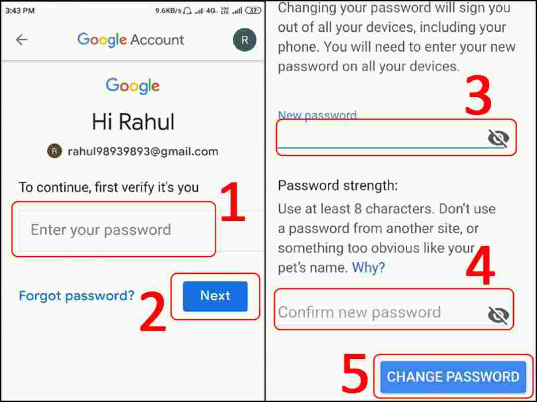 Bạn click vào “change password” để đổi password cho mình