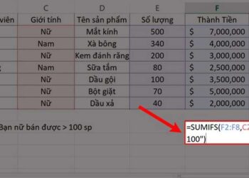 Công thức hàm SUMIFS trong Excel