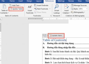 Cách làm mục lục trong word 2019